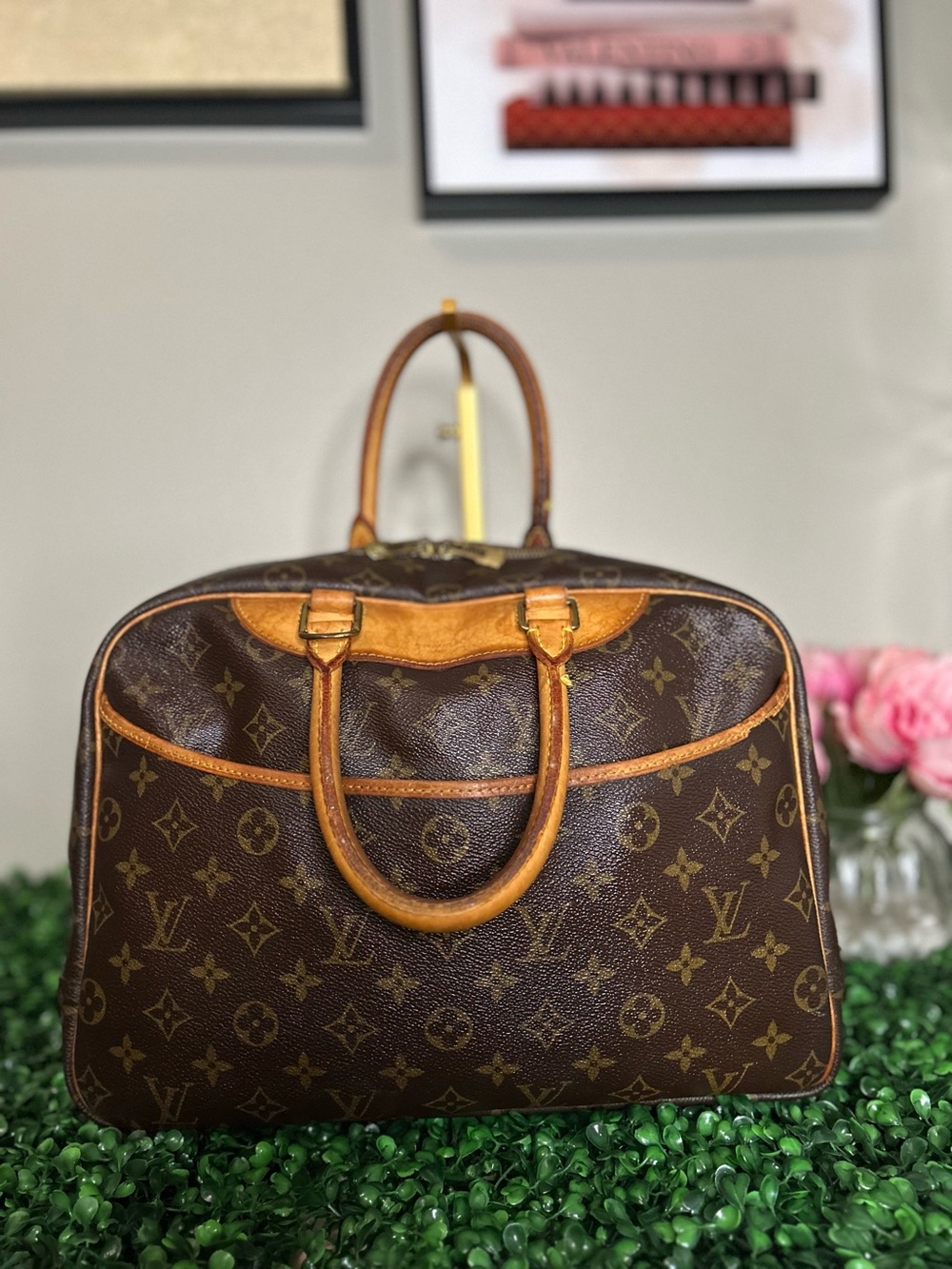 Louis Vuitton Monogram Deauville Vanity Bag Satchel Travel Handbag VI0996